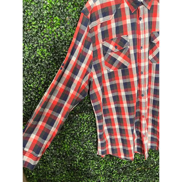 I jeans by Buffalo Plaid Men’s button up Shirt Size XLT, Big & Tall dress shirt - Picture 5 of 7